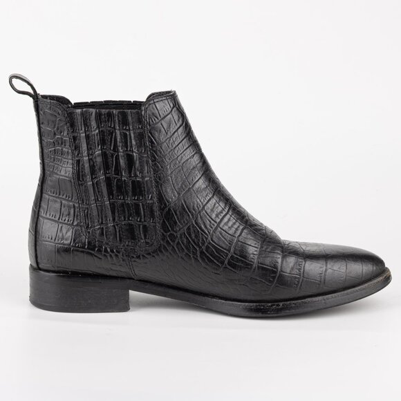 Vince Camuto HAVENTA Black Leather Croc-Embossed Chelsea Boots – Women’s 6.5 - Picture 11 of 11